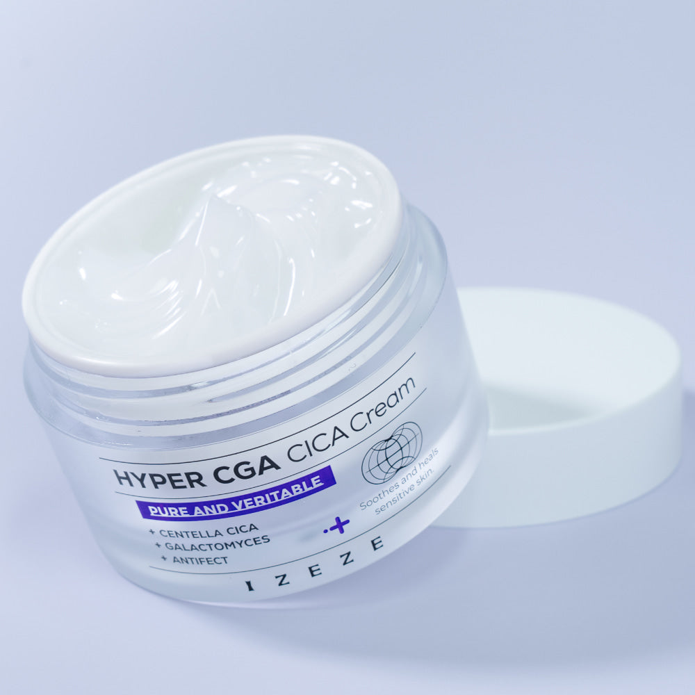 Crema calmanta si regeneranta cu Centella Asiatica, Mucina de Melc si ingredientul brevetat Antifect, Hyper CGA Cica, IZEZE, 50 ml
