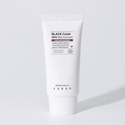 Crema cu factor de protectie SPF 50+ cu ulei de Chimen Negru, Niacinamide si unt de Shea, Black Cumin NEM, IZEZE, 50 ml
